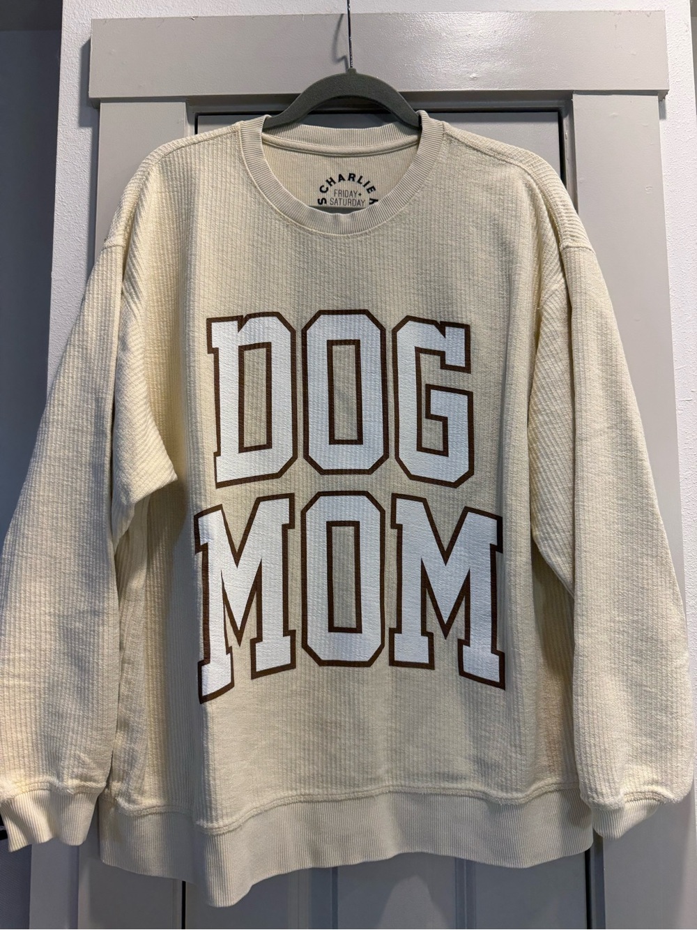 Charlie Southern DOG MOM Corded Sweatshirt - Cream